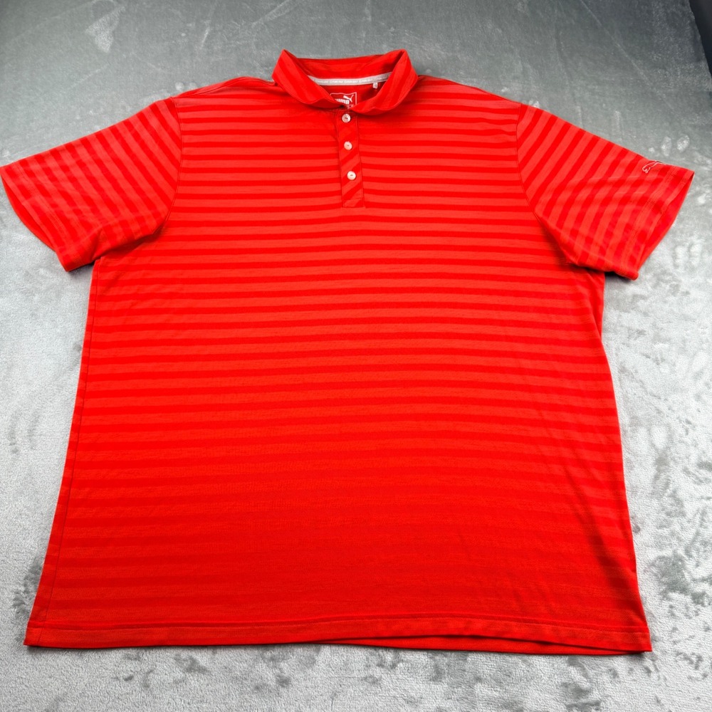 Puma Golf Men's XXL Red Striped Short Sleeve‎ Polo Shirt